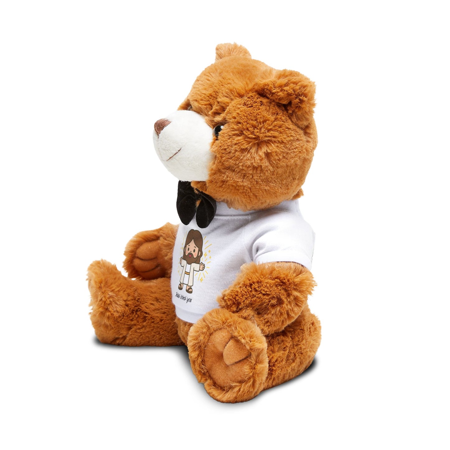 Cuddly Brown Teddy Bear Plush with 'Jesus Loves You' T‑Shirt
