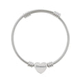 Engraved Heart Cuff Bracelet – 'Blessed' Stainless Steel Cable Bangle