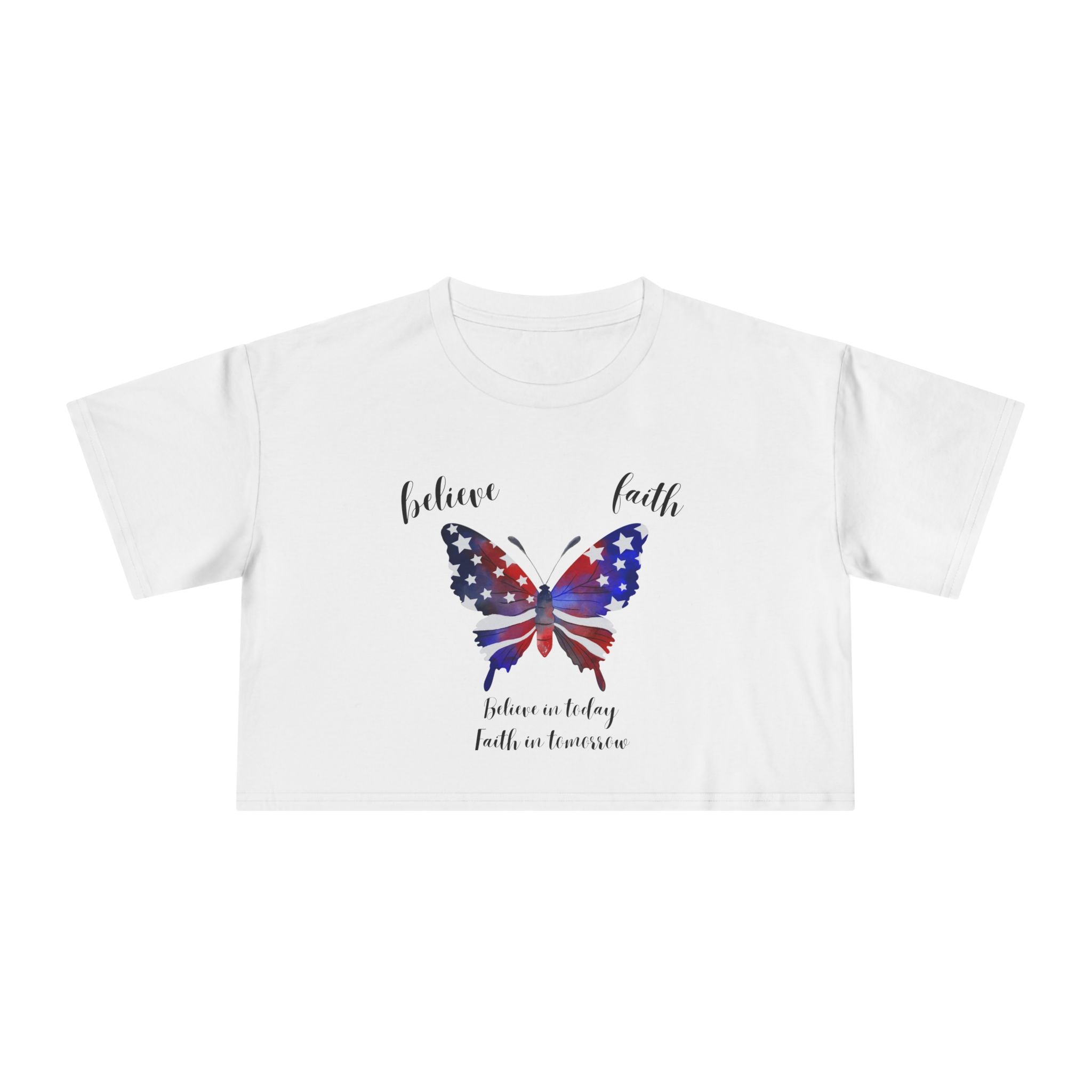 Festive Forth of July Butterfly Women's Crop Tee