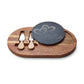 Engraved Acacia Charcuterie Board with Slate Insert — 'Faith in Our Hearts, Love on Our Table'