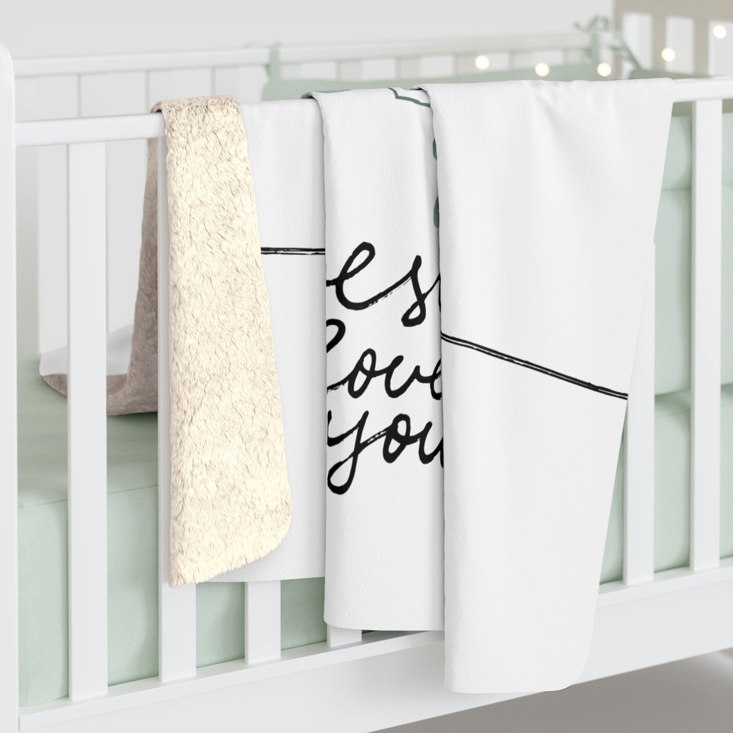 Faith Cross Sherpa Blanket – "Jesus Loves You" Floral Christian Throw