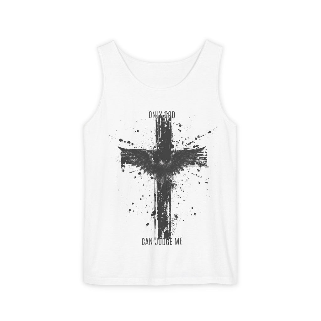 Cross Tank Top – "Only God Can Judge Me" Christian Graphic Tank