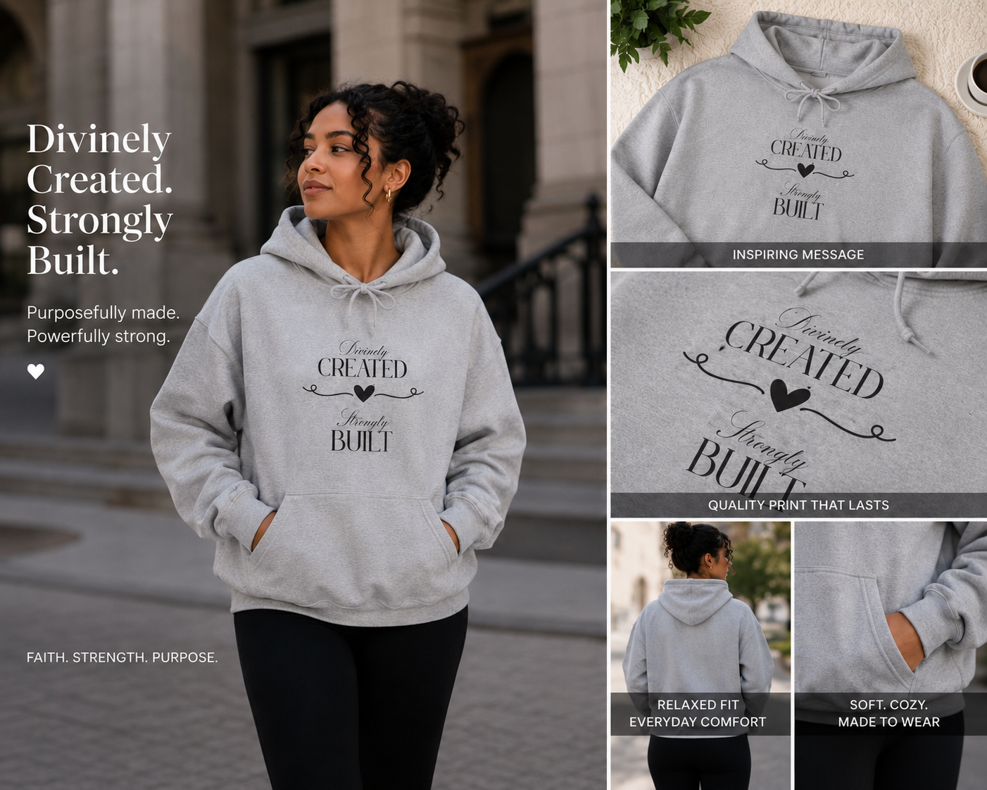 Comfy warm vintage inspired unisex hoodie with kangaroo pocket